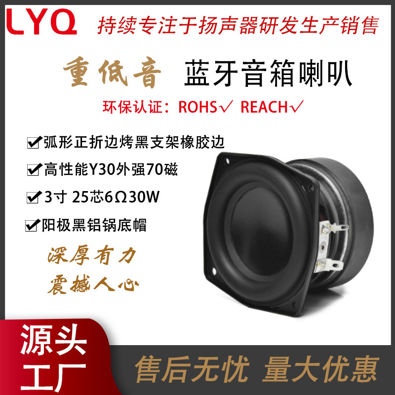 3 inch curved positive hem rubber edge 25 core 6 ohm 30 watt external magnetic subwoofer 70 magnetic bluetooth speaker speaker manufacturer