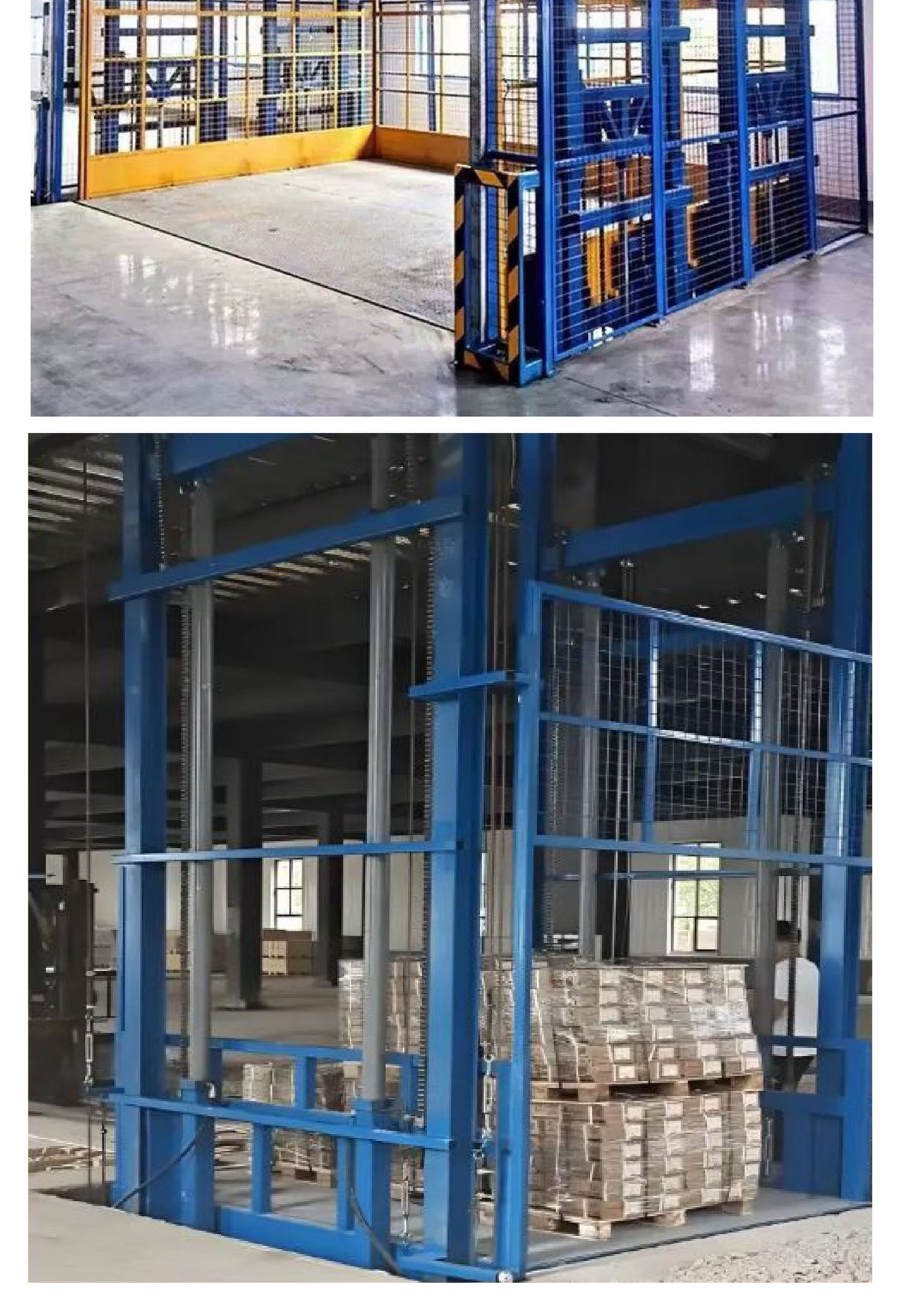 Hydraulic lift cargo elevator 2 tons 3 tons fixed lift platform warehouse workshop large-tonnage rail-type cargo elevator