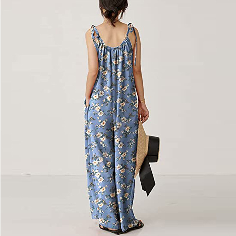 Summer Women Clothing Printed Sling Loose Casual Jumpsuit