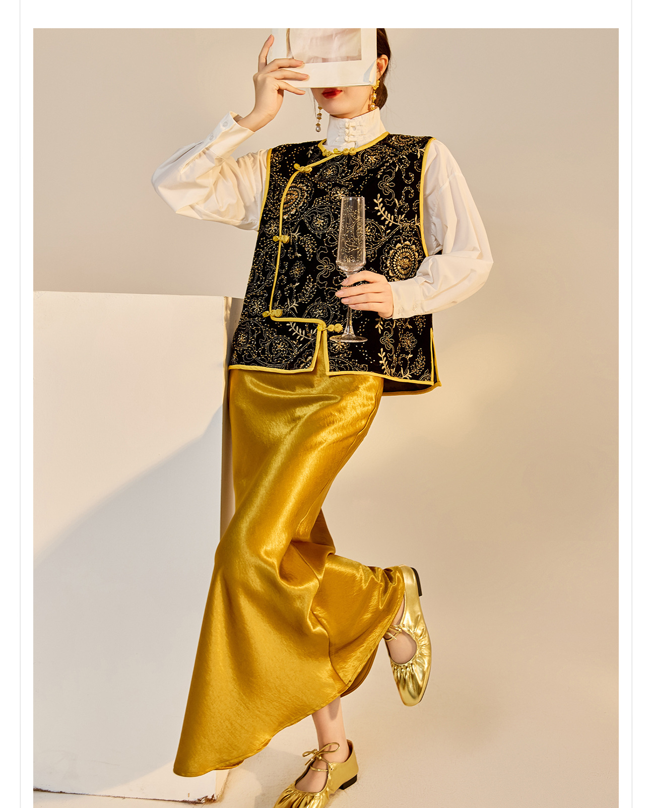 Váy chữ A nữ phong cách Trung Quốc mới thanh lịch sang trọng nhẹ nhàng thiết kế màu trơn mùa thu 2026 — Váy màu sâm panh, váy hồng, váy xanh, váy tím chi tiết 24