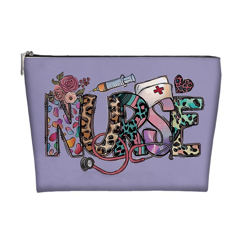 Nueva bolsa de maquillaje pu Amazon venta caliente bolsa de maquillaje de enfermería bolsa de mano bolsa de lavado bolsa de tela pequeña bolsa de almacenamiento