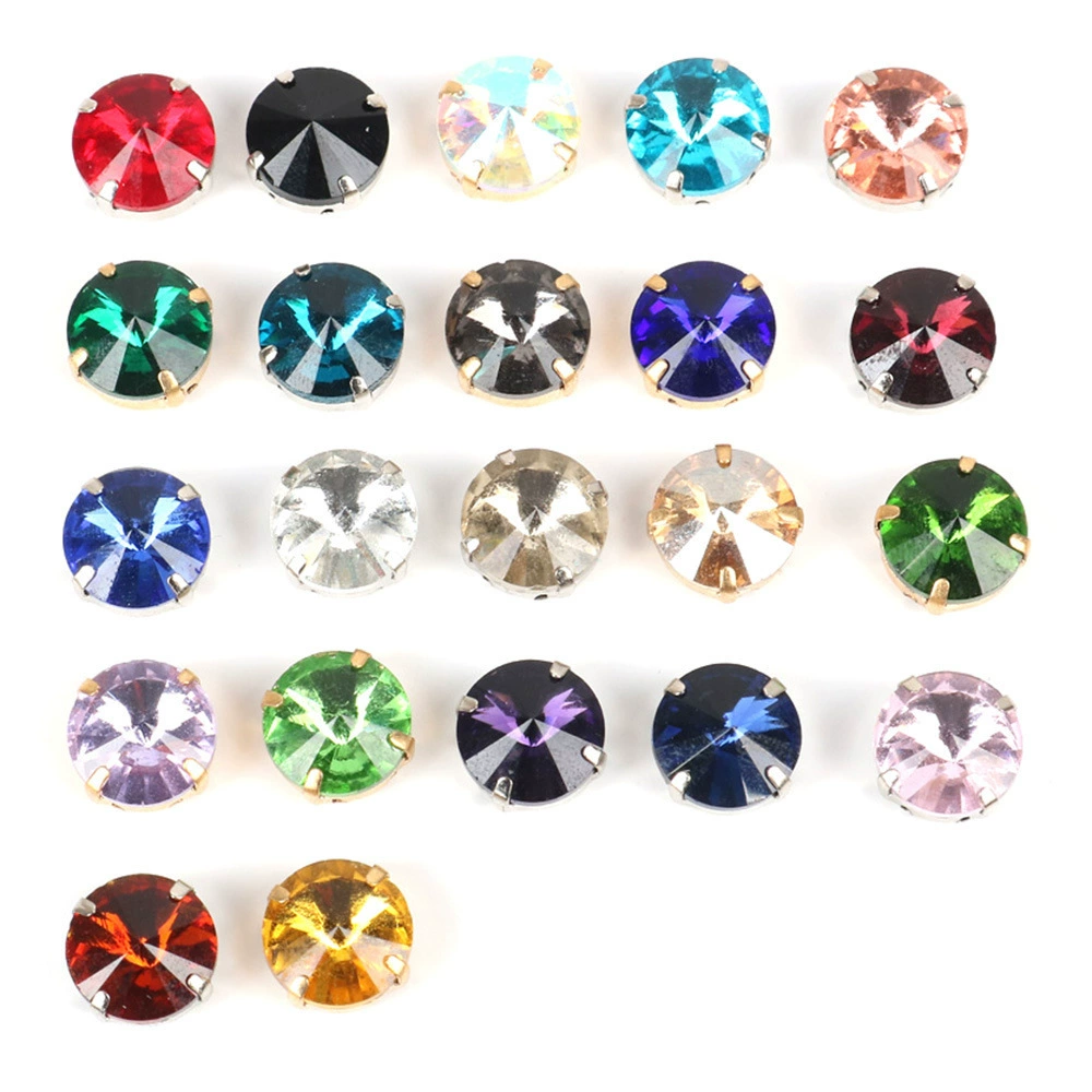 Glass satellite claw diamond DIY flat diamond jewelry dress, shoe hak, holes, hand sewing diamond clothing accessories