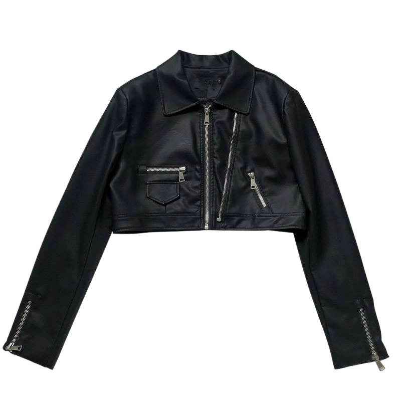 Полиуретановая куртка с молнией, американский стиль, slim fit