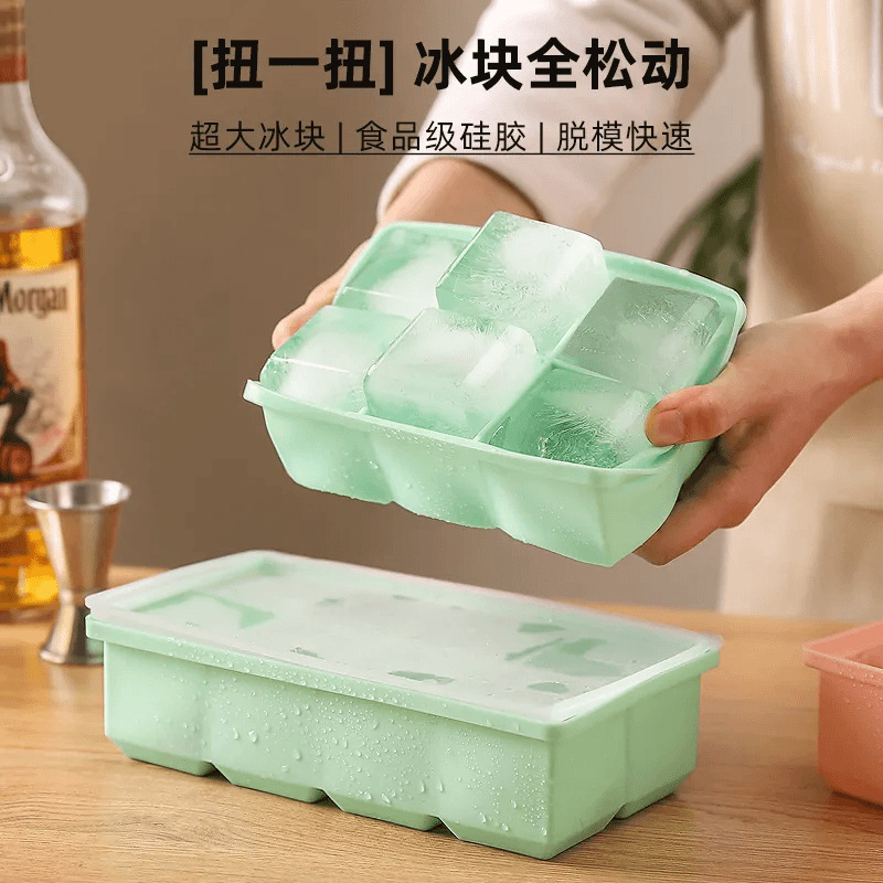 Silicone Ice Cube Maker for Home Use, Food-Grade, Large Square Ice Cube Tray Mold, Extra-Large Ice Popsicle Tray
