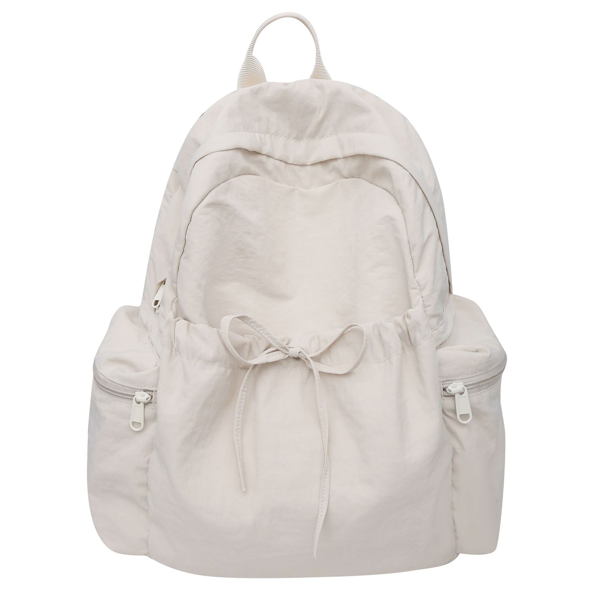Mochila de estudiantes de estilo crema coreano de color sólido, mochila de mujer simple, mochila de viaje ligera de gran capacidad