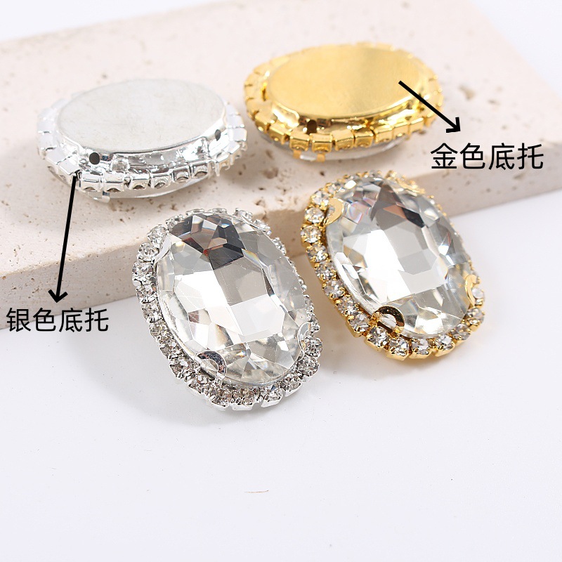 Oval special-shaped welded crystal buckle edge glass claw drill DIY…