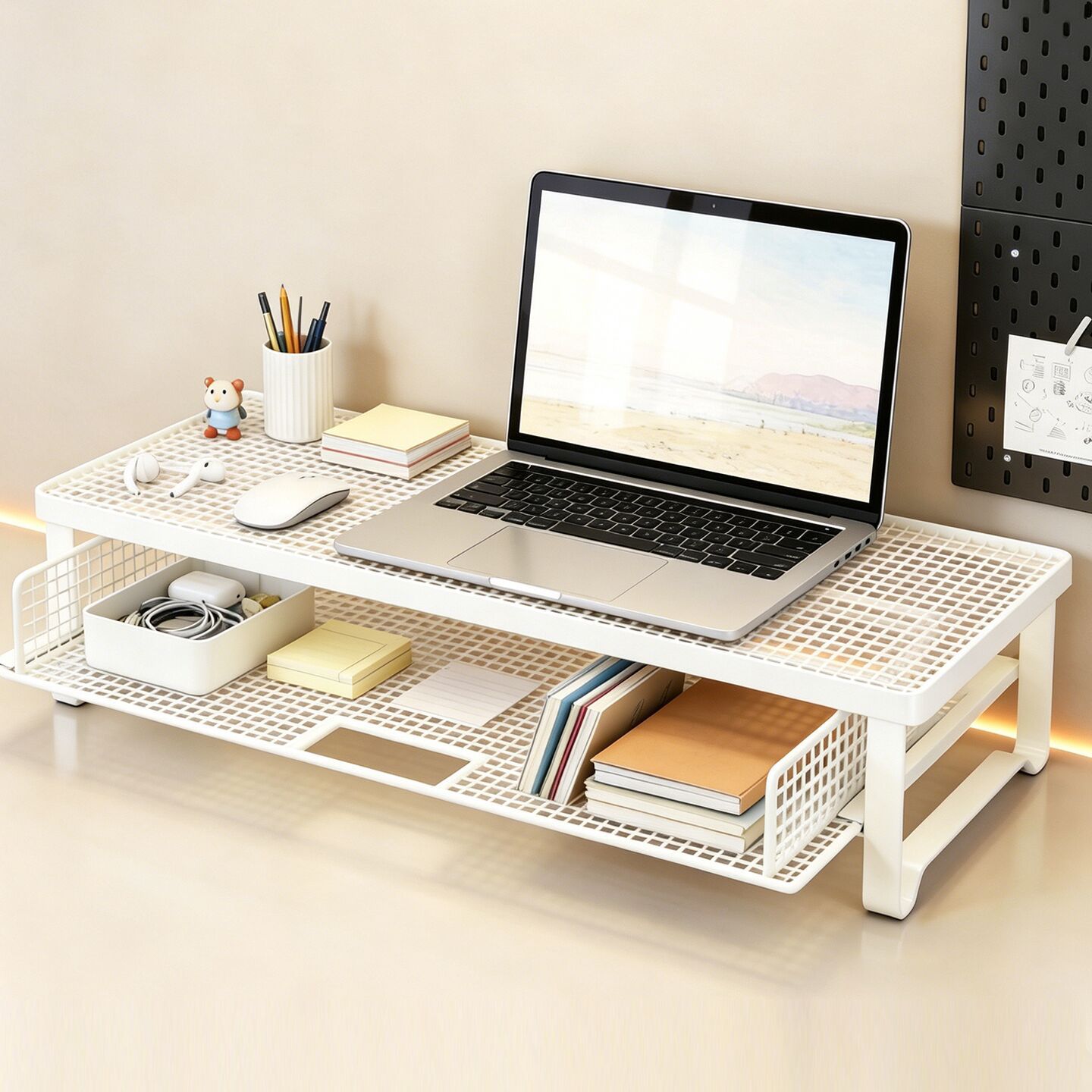 Soporte Elevador para Monitor con Cajón para Oficina y Escritorio