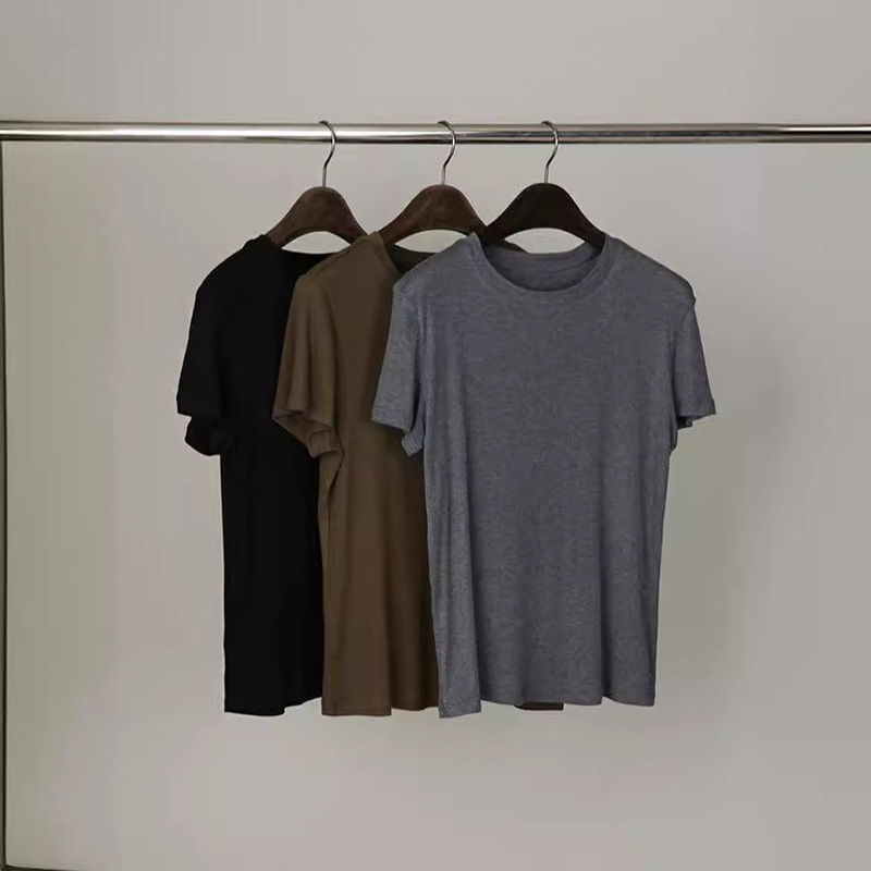 in stock King Fried Fabric | Burst Comfortable | Silkworm-Silk Vinegar-Sour Day-Silk Slim Summer Thin Short Sleeve T-shirt 2024