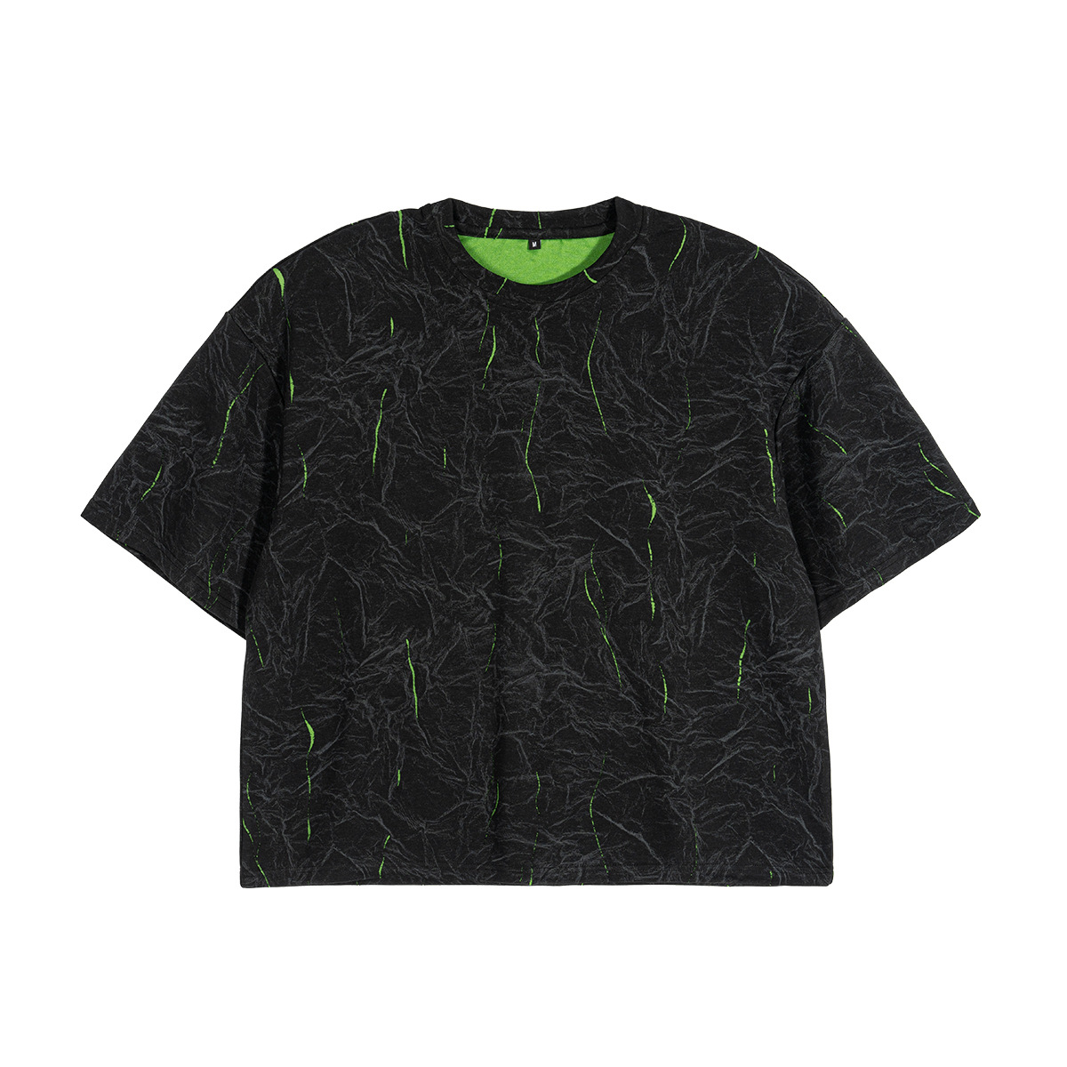 ETAI Hombre| Alta sensación de dos colores estampado relámpago corto ancho marca de alta calidad batítico camiseta de manga corta Boxy hombre