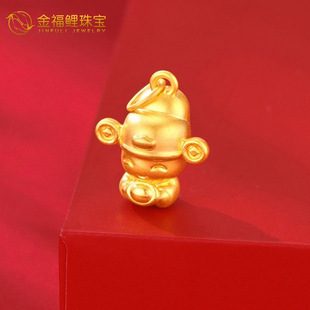 Gold 999 Pure Gold God of Wealth Pendant 3D Hard Gold Rice Fairy Official Necklace for Girlfriend and Mom Gift Wholesale