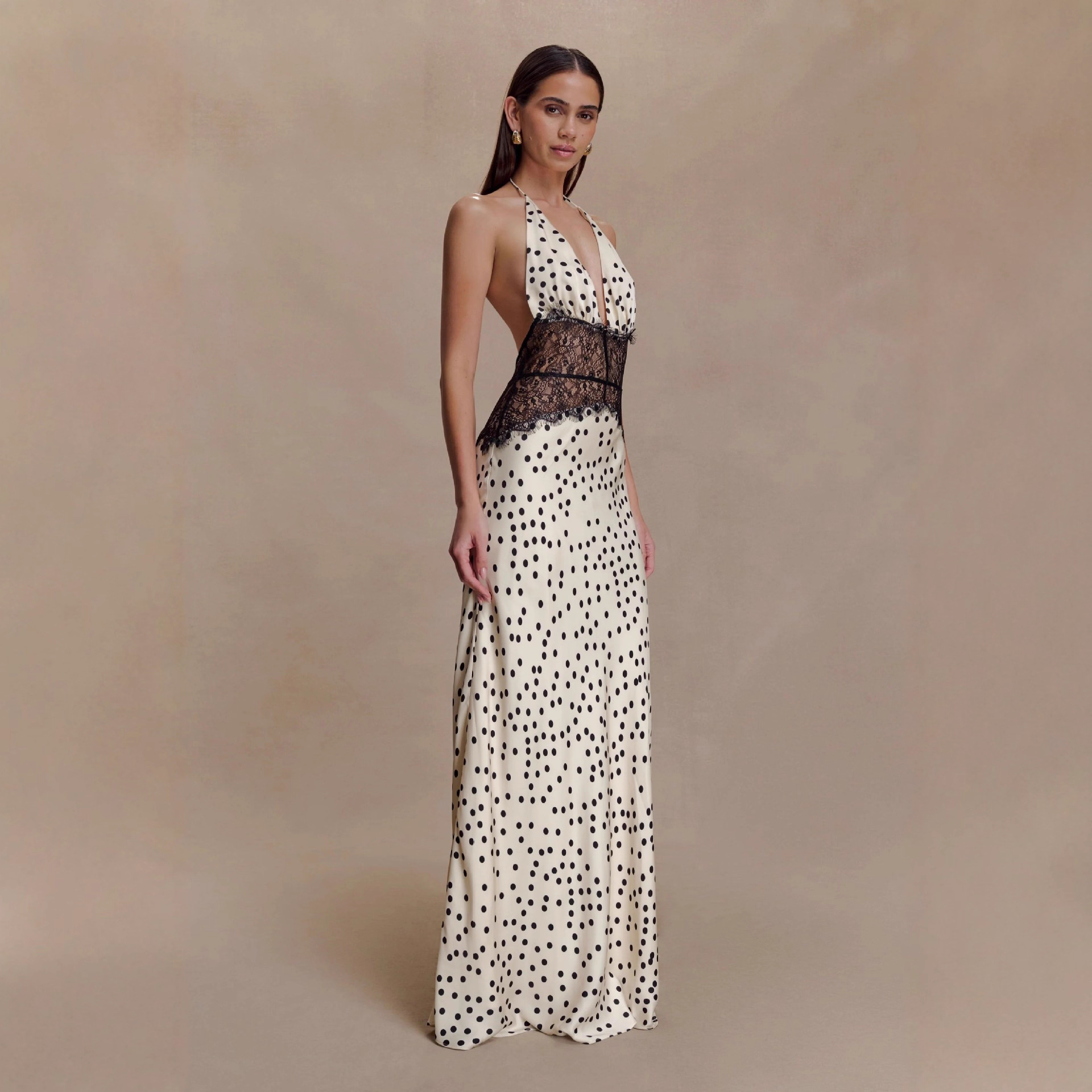 Elegantes Damen Bodysuit Mit Spitzen Und Polka-dot-muster_voghion.com