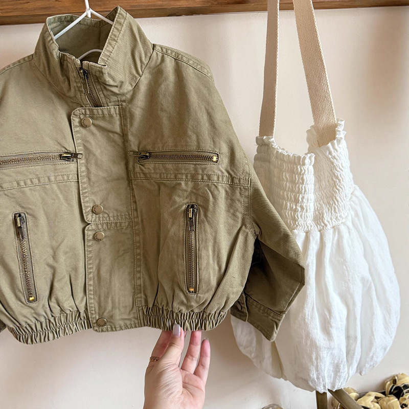 Children's Washed Vintage Retro Jacket 2025 Autumn New Japanese and Korean Style Unisex Kids' Post-Apocalyptic Style Zip-Up Coat Children's Washed Vintage Retro Jacket 2025 Autumn New Japanese and Korean Style Unisex Kids' Post-Apocalyptic Style Zip-Up Coat