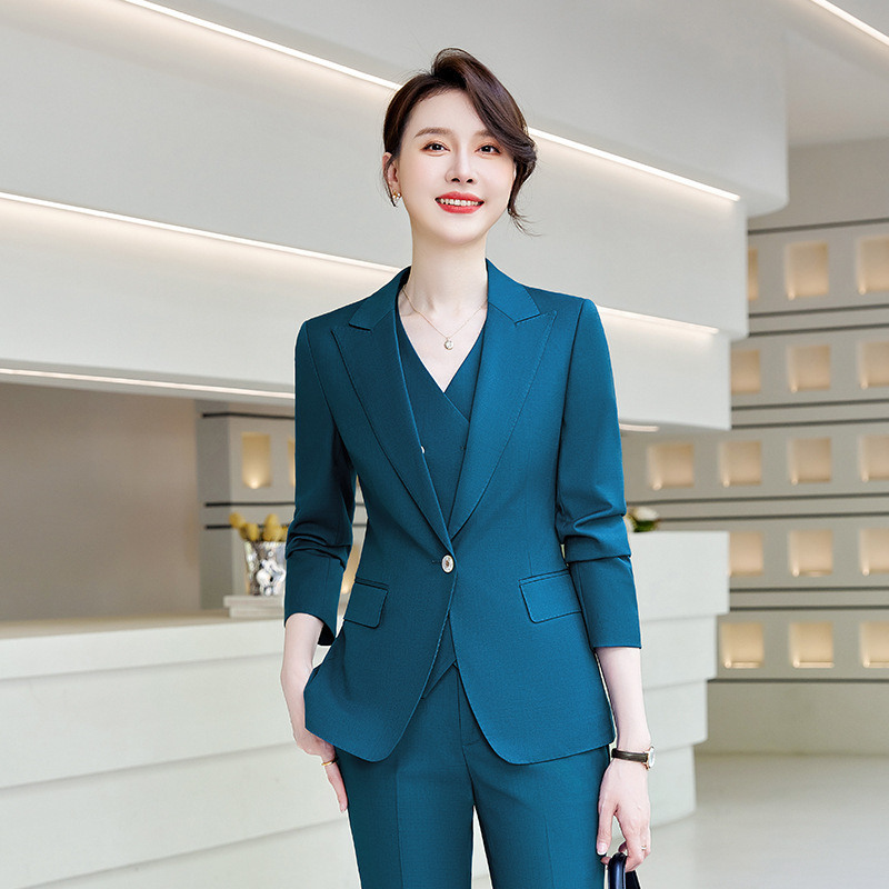 High-grade elastic TR professional suit women's spring and autumn fashion suit vest suit elegant and capable suit three-piece suit