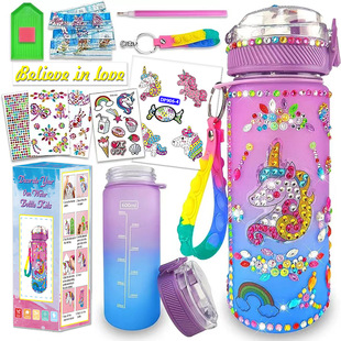 Cross-border hot selling children's DIY Sports Cup Diamond stickers mermaid unicorn Diamond stickers holiday gifts