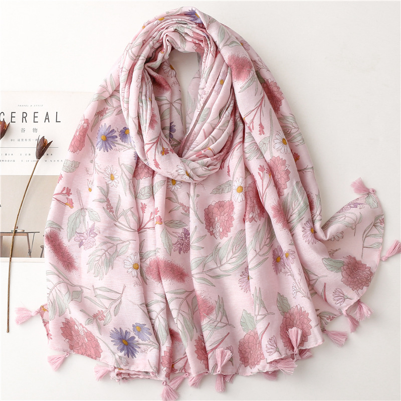 Japan and South Korea scarf spring s plain elegant pink flowers cotton voile travel scarves retro qipao dress shawls Japan and South Korea scarf spring s plain elegant pink flowers cotton voile travel scarves retro qipao dress shawls