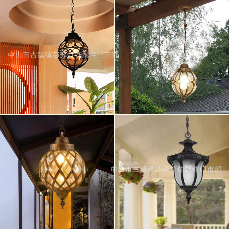 European Outdoor Chandelier Creative Villa Garden Courtyard Lamp American Aisle Lamp Pavilion Balcony Waterproof Corridor Chandelier
