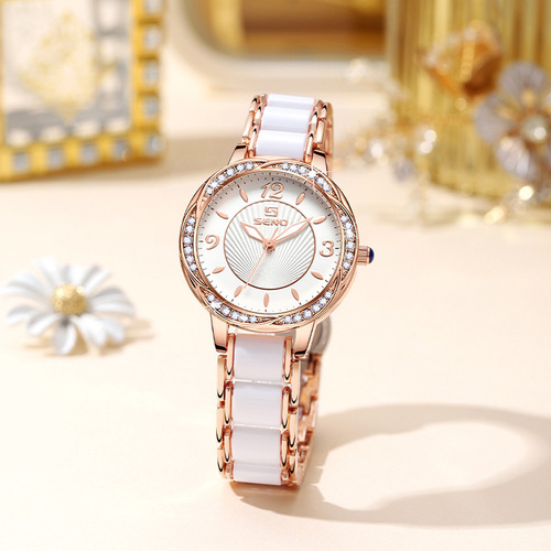 Dropshipping new style ceramic watch strap butterfly buckle quartz watch Kuaishou live broadcast waterproof ladies watch