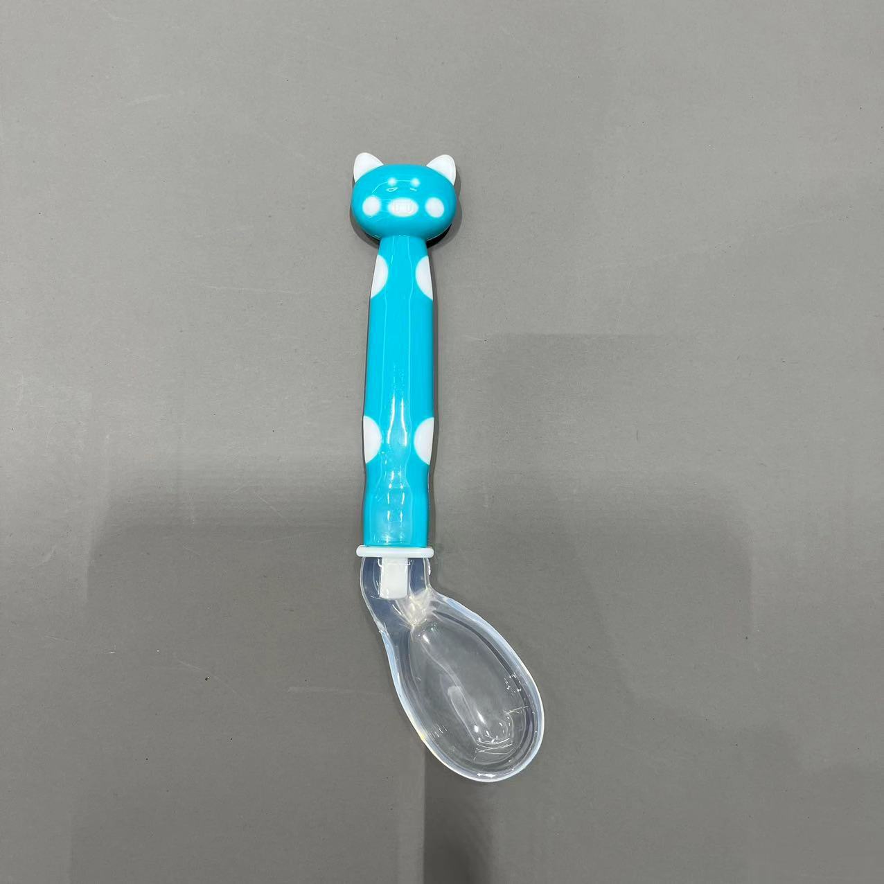 Cuchara de silicona para bebés, vajilla de alimentación para bebés, cuchara suave, cuchara de suplemento alimenticio de dibujos animados, cuchara, cuchara, cuchara doblada