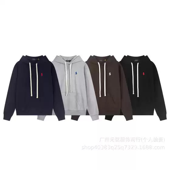 QR code available ~ A25 Winter High-Quality RL Embroidered Pony Heavyweight Classic Versatile Unisex Hoodie