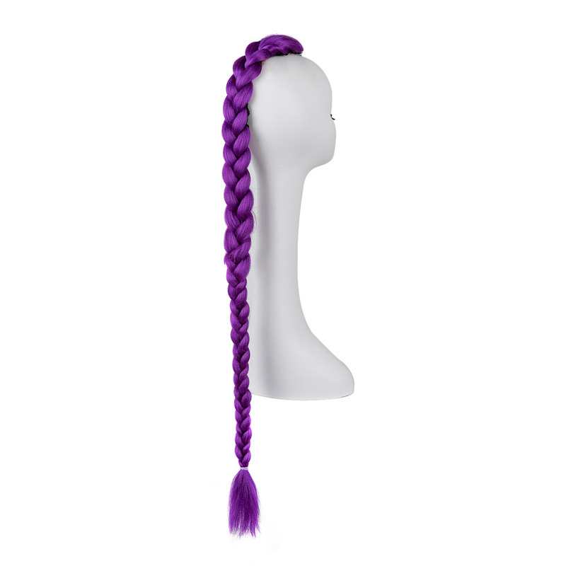 Wig Braided Hair Style 26inch Purple Braided Street Dance Ponytail Wig Hip-Hop High Ponytail Dirty Look Style