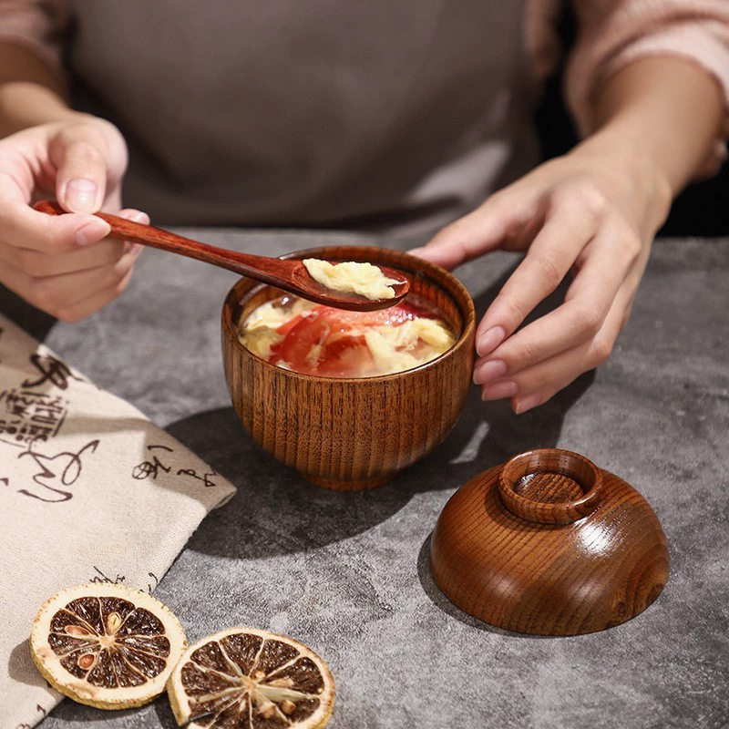 Manufacturer directly supply wooden with wooden bowl bowls to prevent hot falling children's bowl Chinese round small bowl spot wholesale