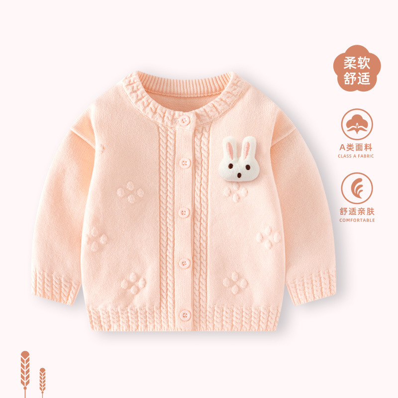 Girls' Knitted Cardigan Jacket, New Autumn Style, Stylish Outerwear for Baby Girls, Baby Sweater, Autumn Outing Clothes