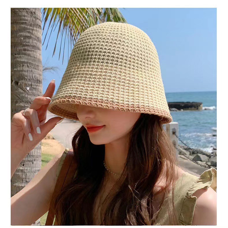Nouveau bonnet de bassin à la mode, pliable et minimaliste, chapeau de seau d'eau, pare-soleil tricoté, petit bord, respirant et protection solaire, chapeau de pêcheur_voghion.com