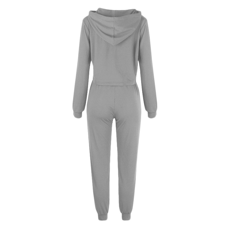 solid color long-sleeved hooded pajamas set NSZH37432