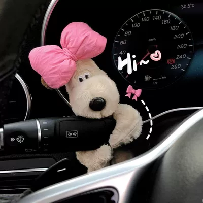 Cute doll dog car Sürətlər qutusu və əl tormozu başlıqları - rose-red-bowknot-pregnant-dog