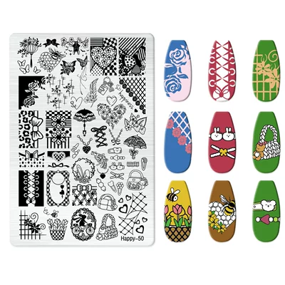 Dırnaq bəzəkləri | Nail Art Bow Cartoon Line - happy-050-with-back-plate