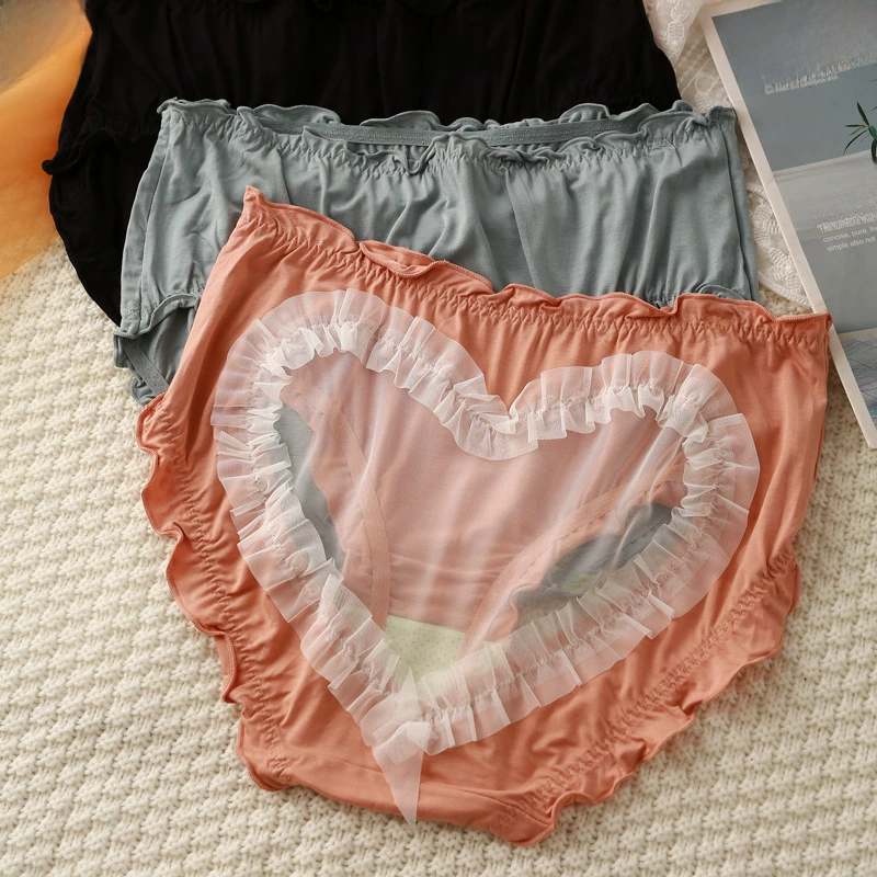 130-210 кгSweet Garma Da Tao Da Tao Heart Cute Girl lace border mid-waist cotton crotch crotch large size triangle 50249