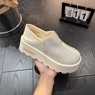 Thick-Soled Birkenstock Shoes for Women 2025 Spring New Casual Shoes Retro Women's Shoes Versatile Two-Wear Flats Platform Shoes
