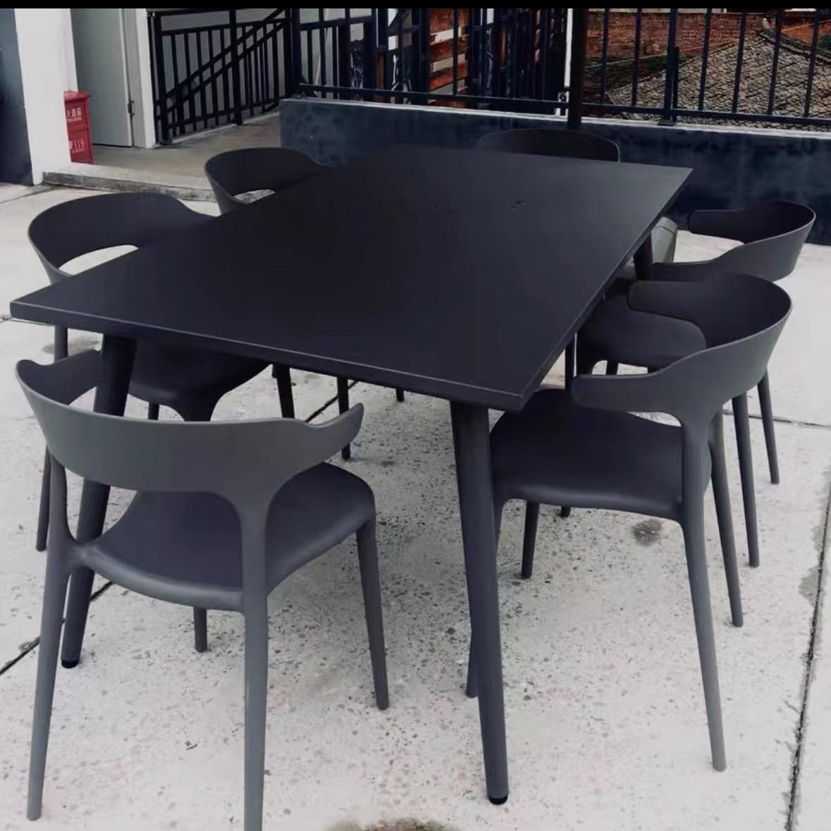 의자 6개 + 150x80CM 탄소강 직사각형 테이블