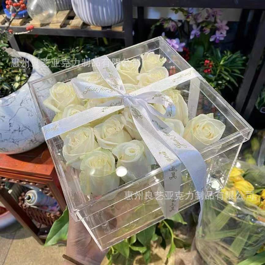 厂家直销亚克力花盒永生花盒16孔花盒情人节礼品盒花盒饰品盒