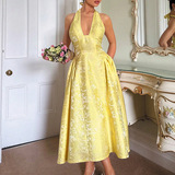 Ретро трехмерное платье без рукавов, (Трансграничная торговля), европейский стиль, V-образный вырез, с рукавом