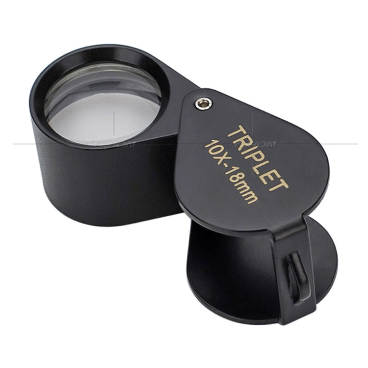 Портативная 18-миллиметровая линза из оптического стекла 10 раз HD Jade Jewelry идентификация высокомощное металлическое черное увеличительное стекло