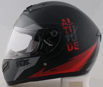 Motosiklet kaskı (dəbilqə) — Full-Face Motorcycle Helmet Battery - matte-black-d-red-flower-m