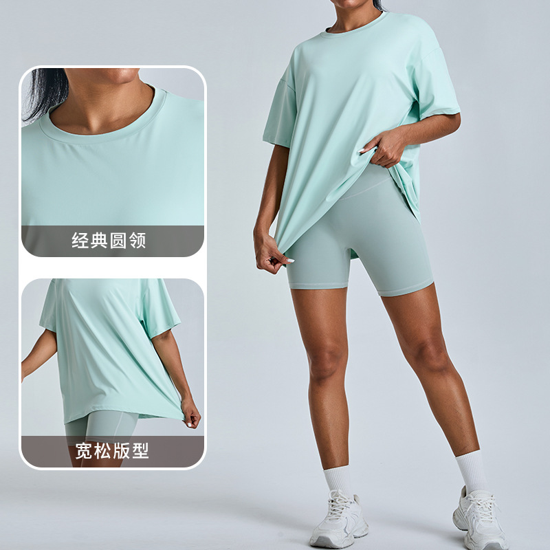 Nueva camiseta deportiva transpirable al aire libre de mangas cortas ropa de yoga mujer universal suelta rápida secado ligero correr ropa de fitness