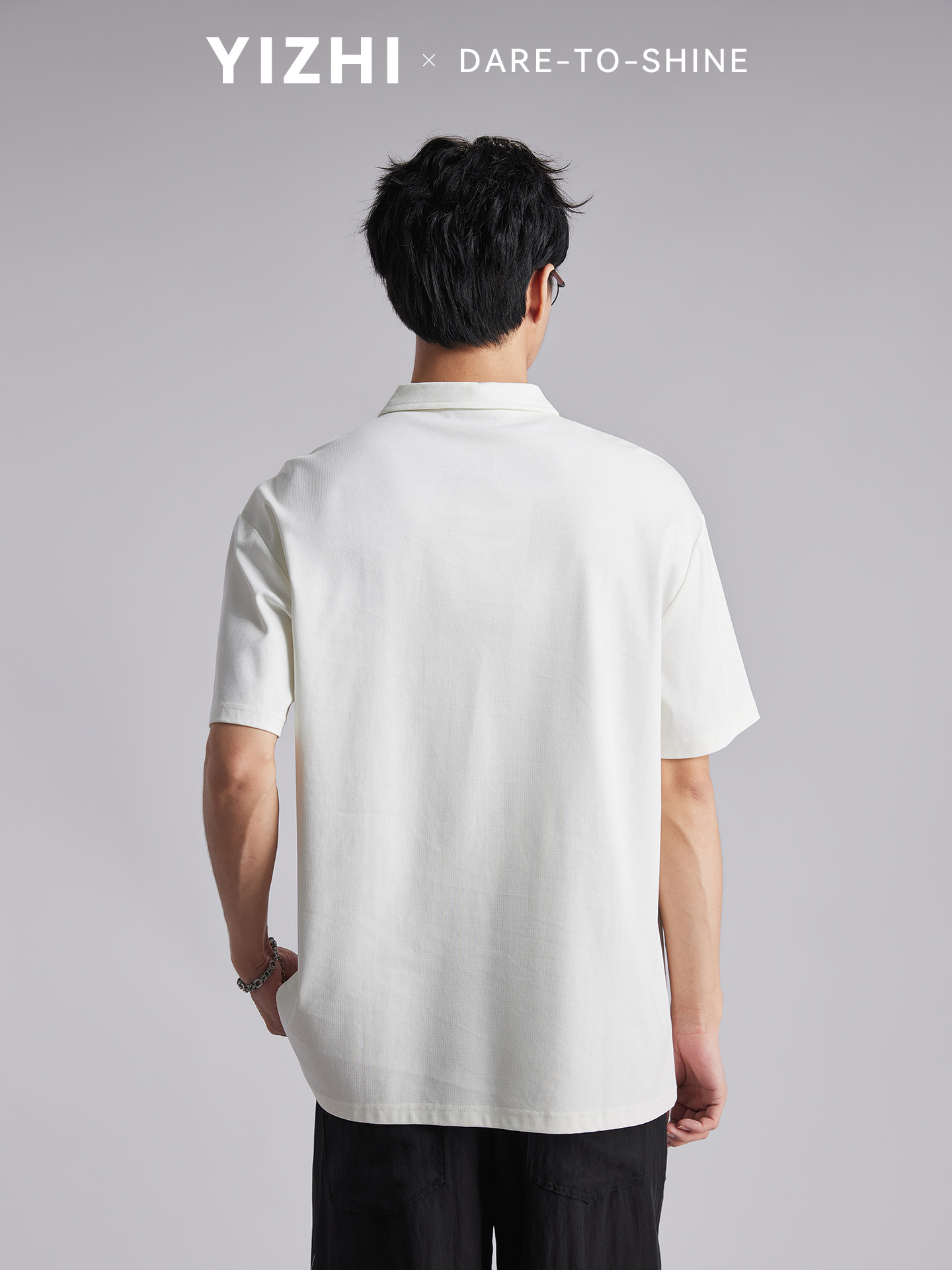 Áo polo nam cổ bẻ dáng rộng chất liệu cotton dày 220g, tay ngắn thoáng khí — đen