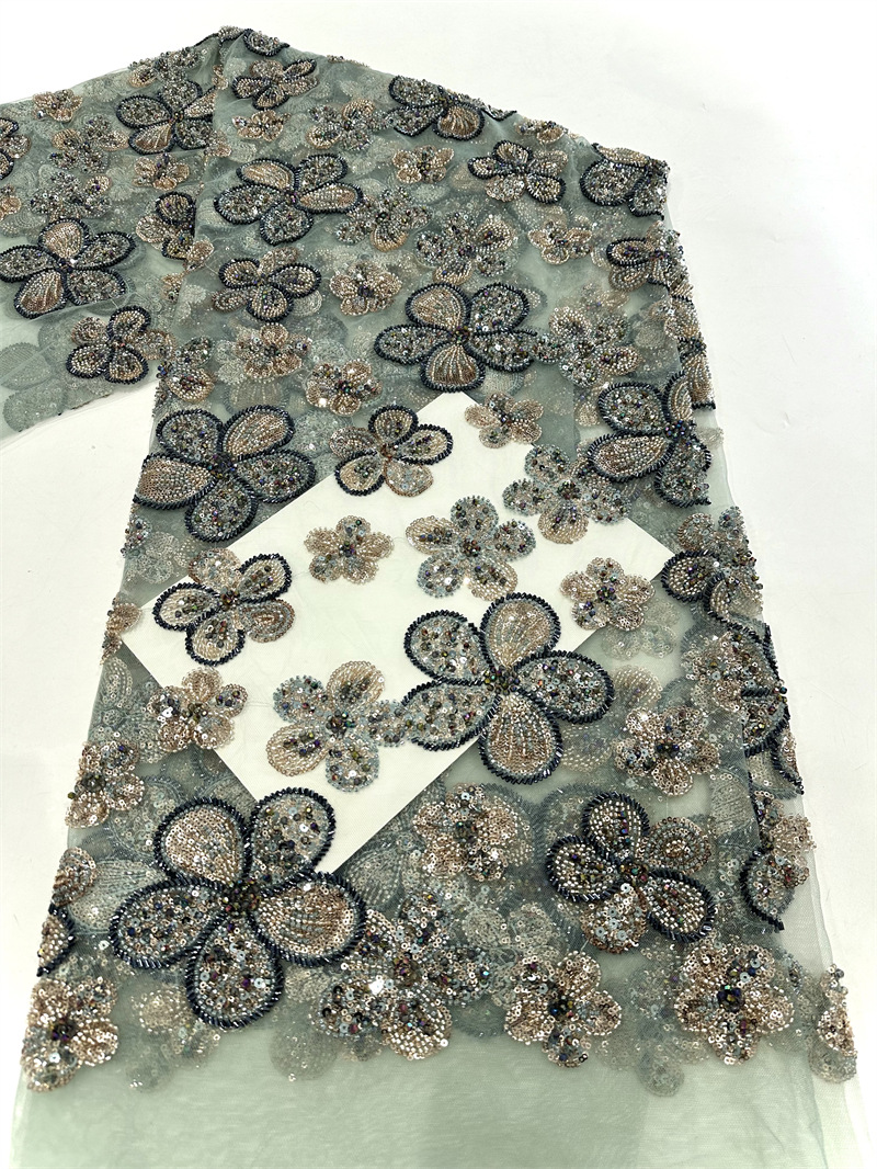Tejido de encaje de flores de alta calidad industria pesada vestido de boda de lujo vestido de moda de banda Amazon transfronterizo