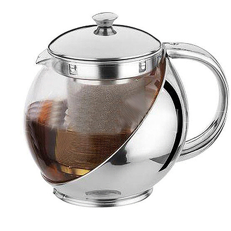 不锈钢玻璃花茶壶 如意壶500ml/750ml/900ml/1100ml 咖啡壶泡茶壶