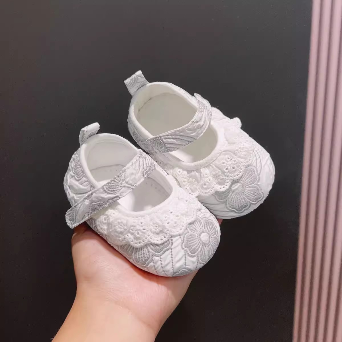 Newborn Baby Princess Shoes Soft Sole Lace Lace Baby Girl Toddler Spring & Fall 0-1 Years Old Non-Slip Non-Falling Cloth Shoes 4