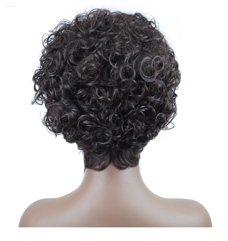 Perruque de fibre chimique transfrontalière européenne et américaine, mode rétro bouclée en soie à haute température, mécanisme de maille rose bouclée en couches, couvre-chef complet_voghion.com
