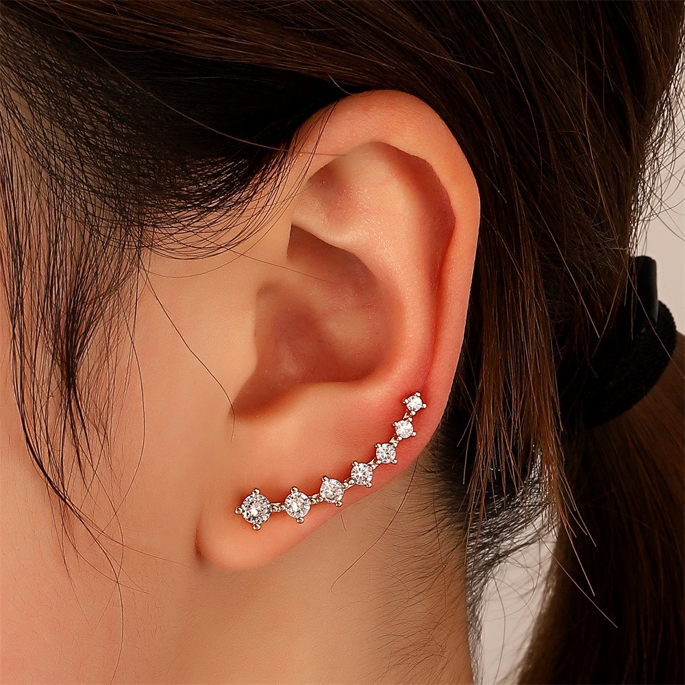 simple fashion ear clip star leaf zircon Ushaped ear bone clippicture2