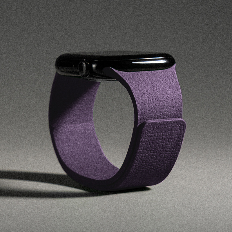 Suitable for Apple S11 Lychee Pattern Magnetic S8 Silicone S9 New Model Se Single Color S10 Sports S8 Creative S7 Watch Strap