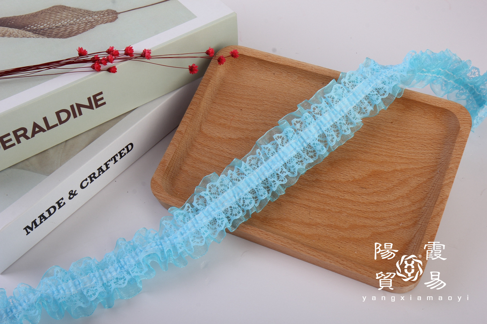 現品4cm二重リボンシワレース弾力シュシュ子供髪飾りヘアバンド緩めレース134