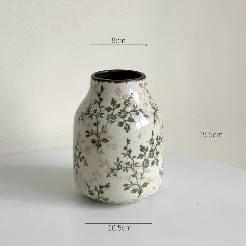 繁花复古陶瓷花瓶摆件客厅水培插花高级感田园风装饰品新呗欧|undefined