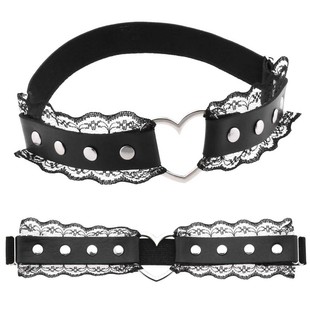 European and American Non-mainstream Fashionable Peach Heart Cave Lace Mesh Lace Leg Ring Leg Belt Personalized Internet Celebrity Performance Garter Belt