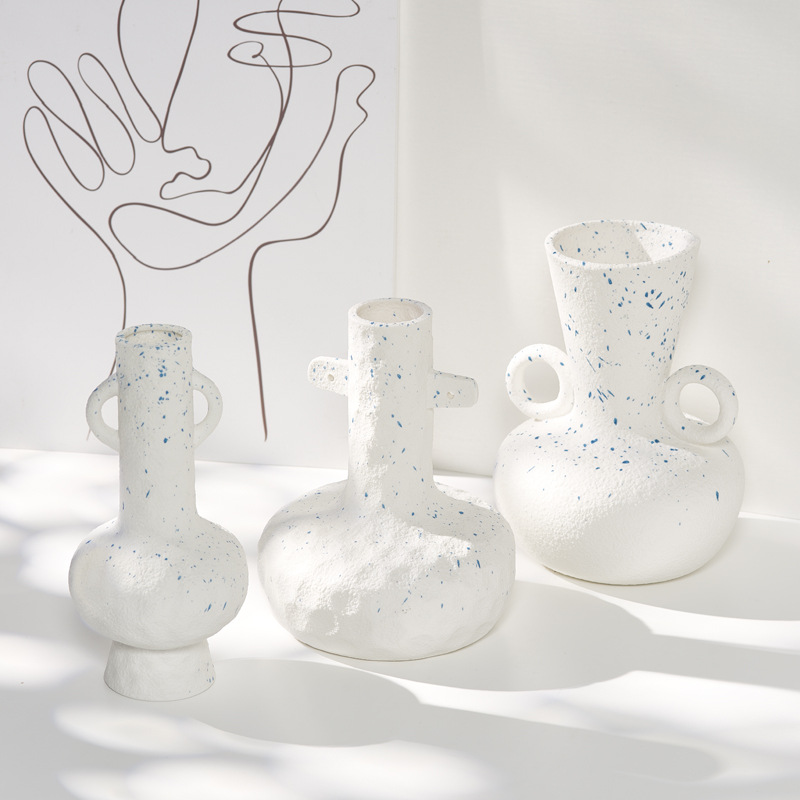 Sumei Ins Ceramic Internet Red Dry Flower Vase Nordic White Simple Creative Dining Table Living Room Home Decoration Decorative Item 
