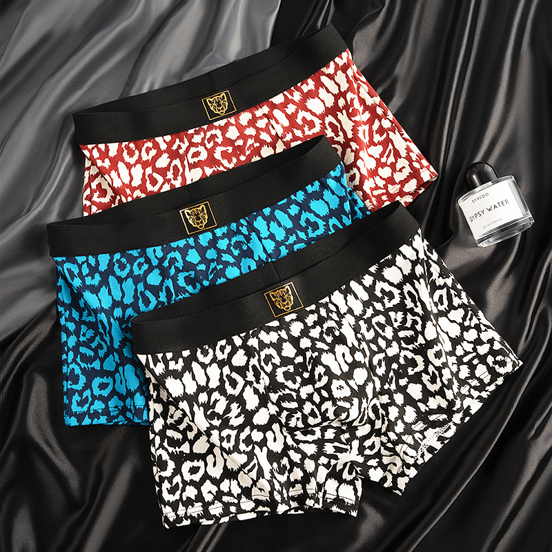 Dropshipping Leopard Print Men's Underwear Men's Pure Cotton Boys' Boxer Briefs Trendy Shorts Manufacturer Wholesale